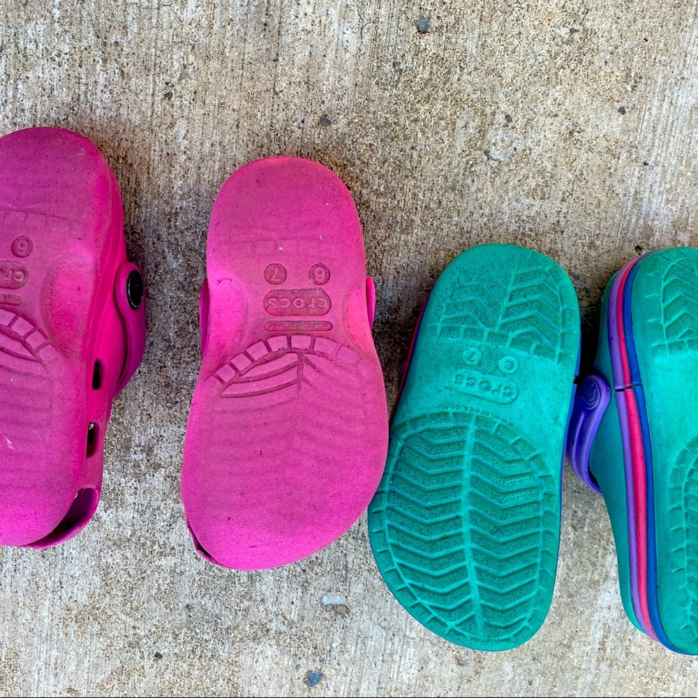 2 pairs toddler girl Crocs